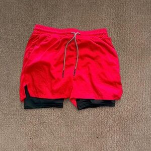 Red + black 2-in-1 shorts Size L